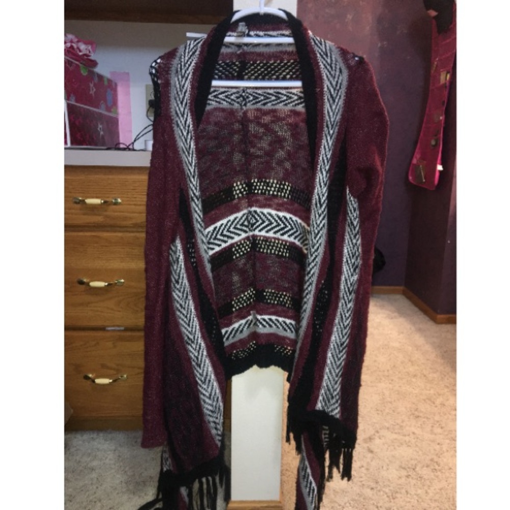 Super Cute Printed Maroon Cardigan LAST CHANCE